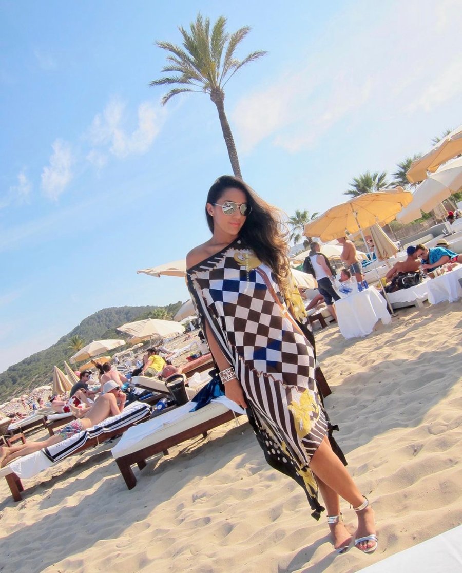 Image of 100% SILK CHECKERED SHEER BEACH TUNIC (OS)
