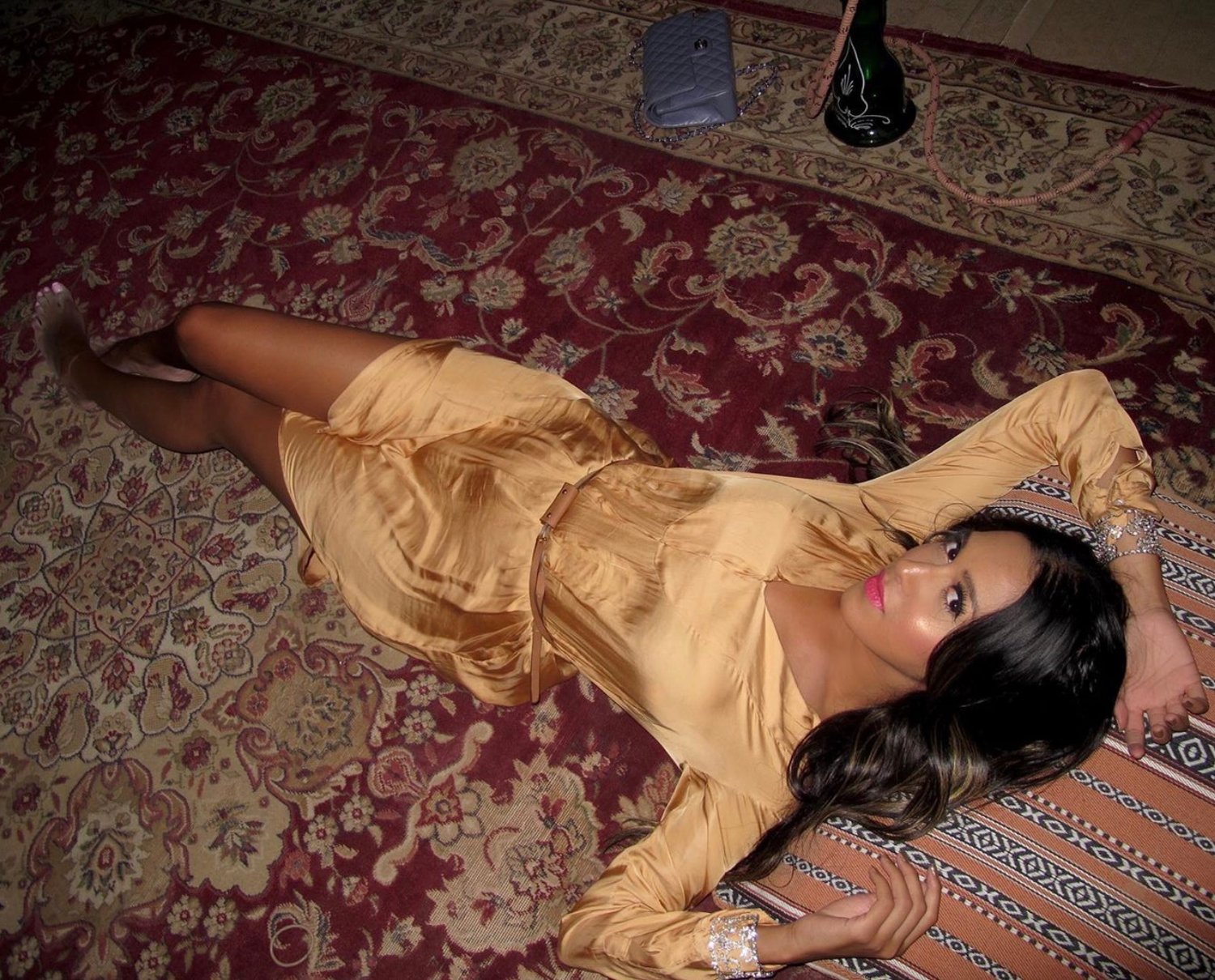 Image of ZARA GOLDEN-BEIGE SILK SHIRT DRESS WITH SIDE SLITS (MEDIUM)
