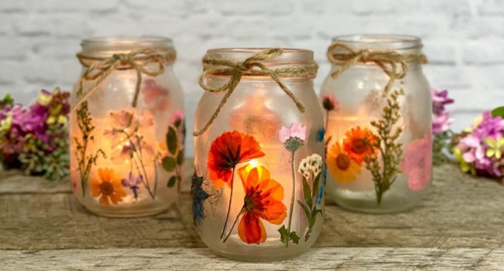 Image of Illuminated Pressed Flower Jar 7/9 Sayde’s Bar and Grill Salem, NH