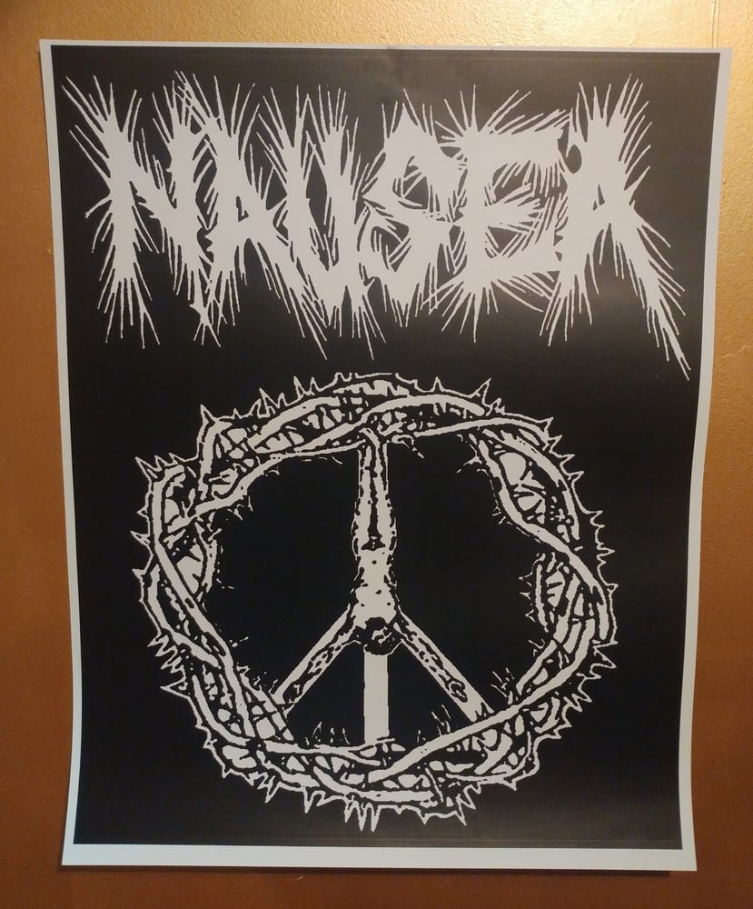 Image of Nausea crucified peace sign poster 22x28