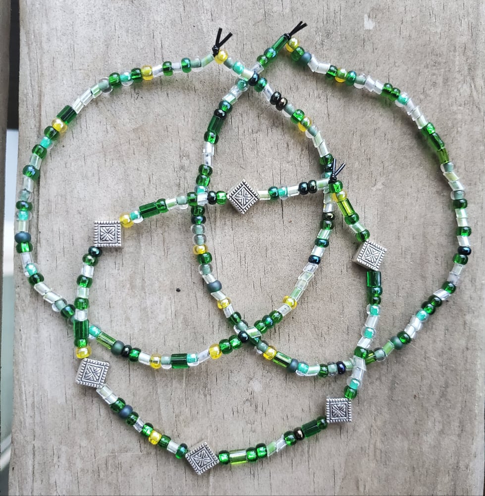 Image of Green seed bead Anklet Set