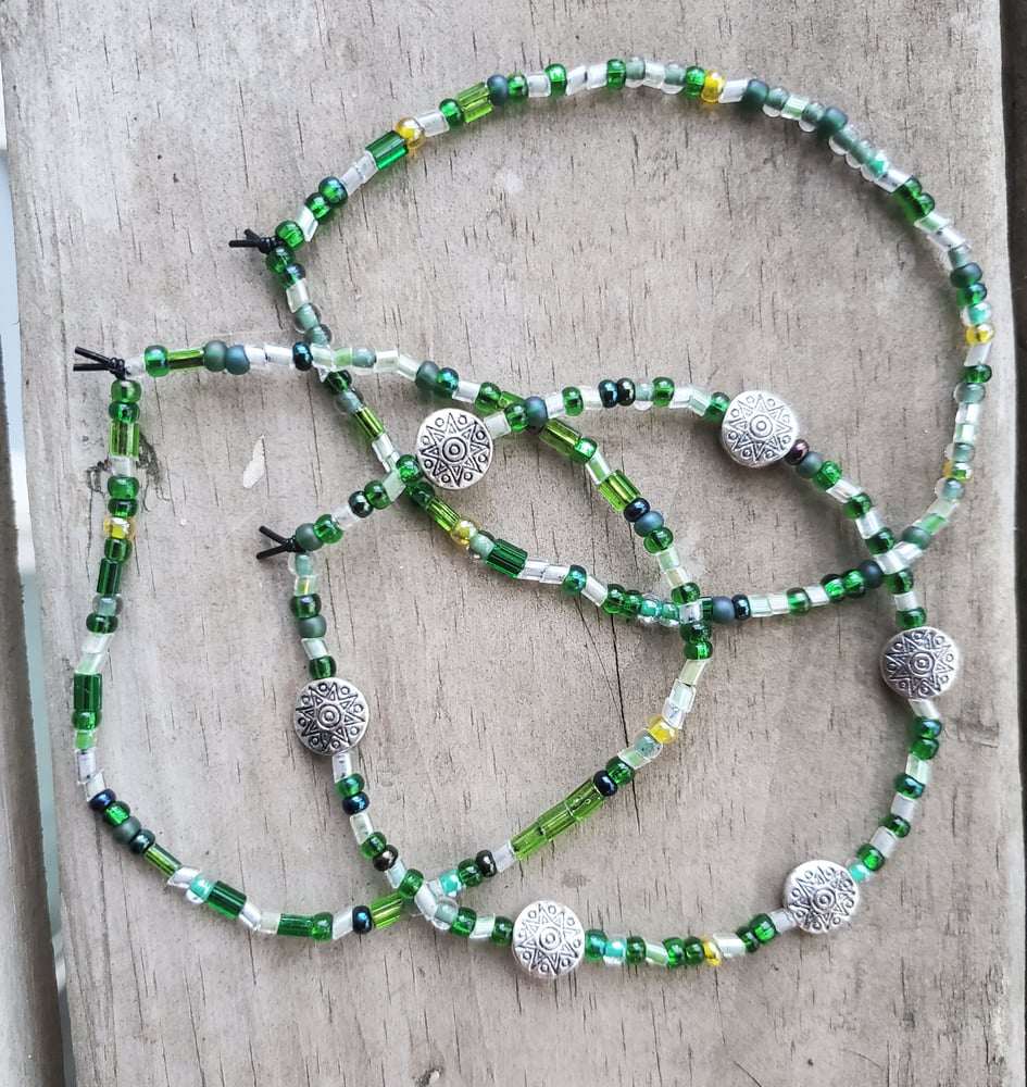 Image of Green seed bead Anklet Set