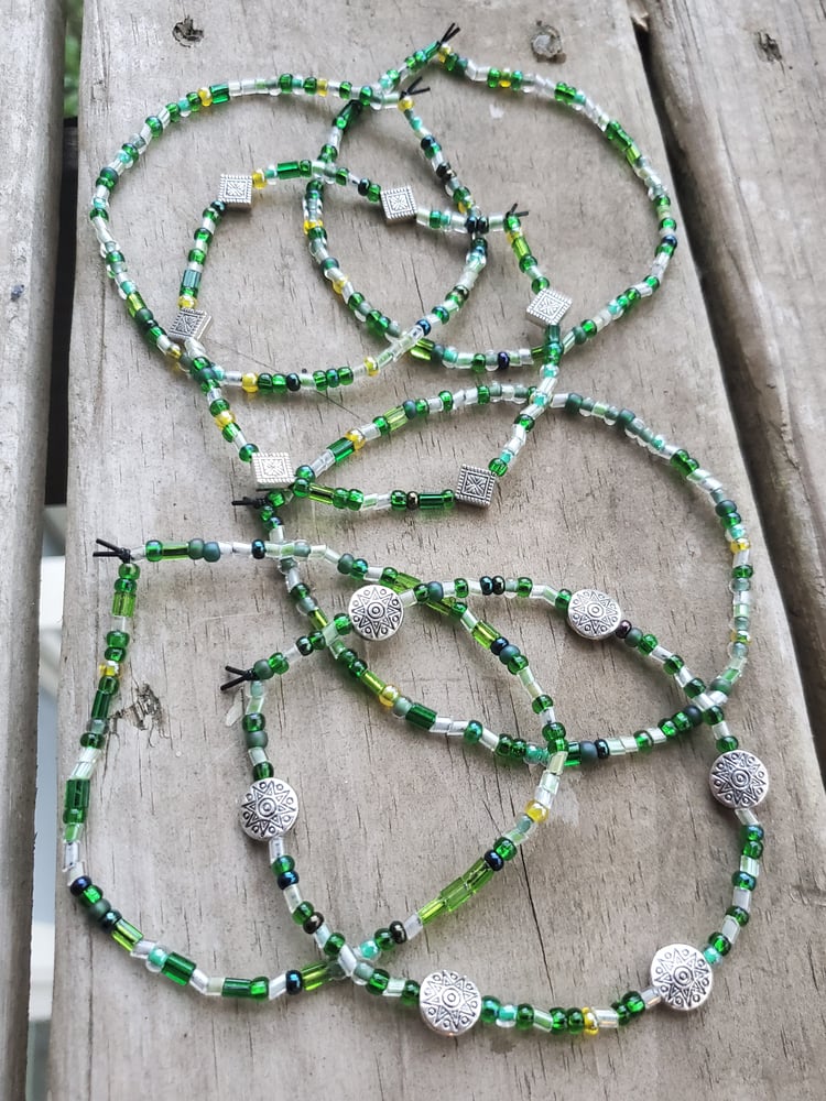 Image of Green seed bead Anklet Set