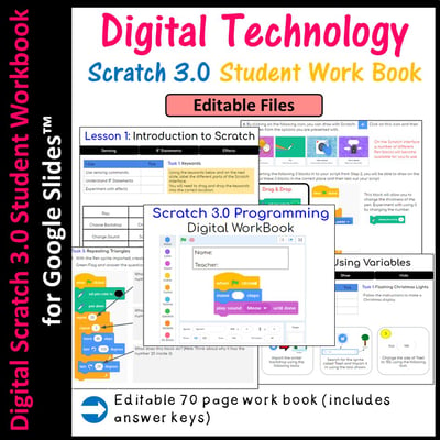 Image of Scratch Coding Student Work Book Digital Tech (Distance Learning) Editable