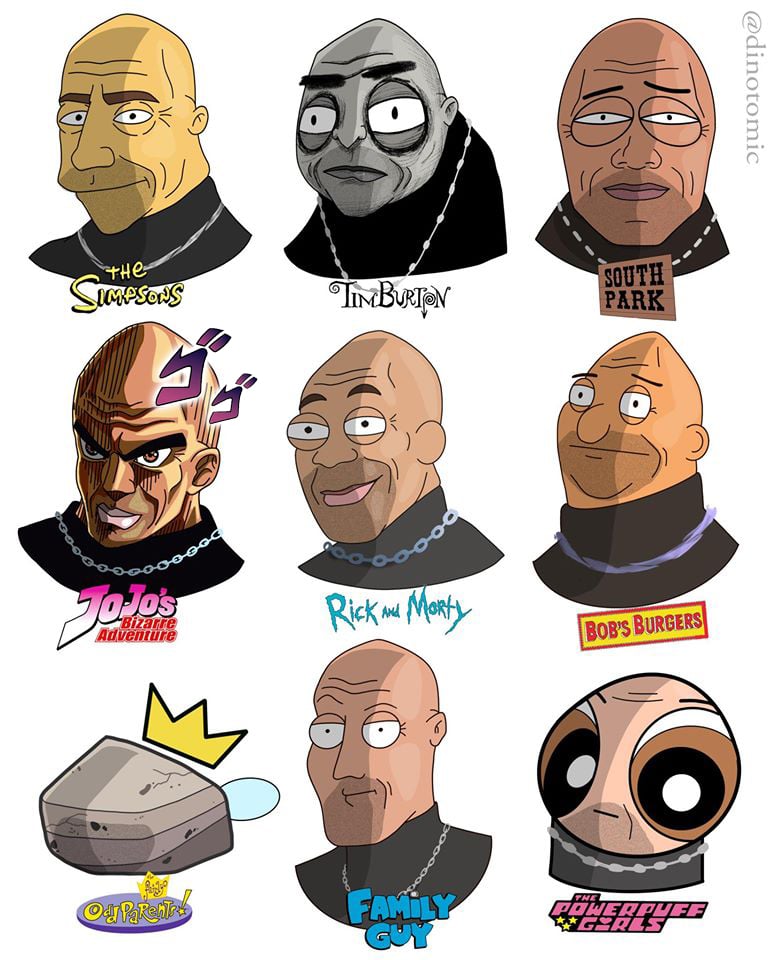 Image of #182 The Rock in many styles 