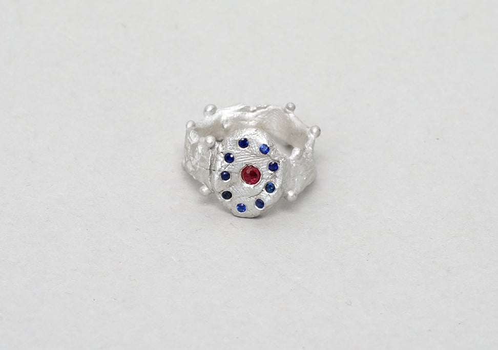 Image of Blue and red signet ring