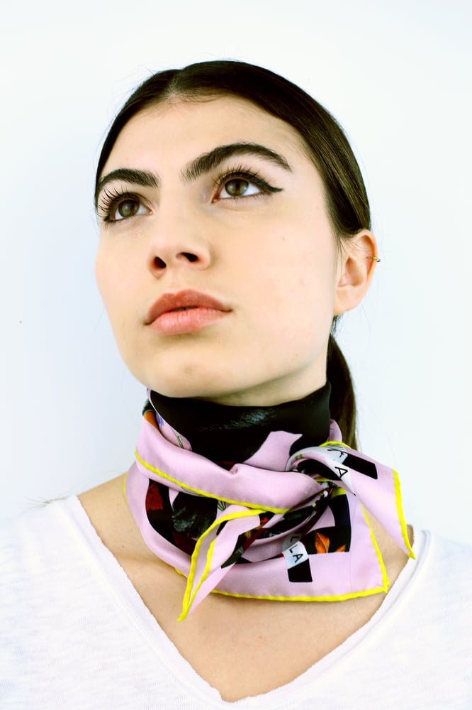 Image of Cat Sauvage Silk Scarf/ Dusk