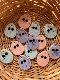 Image 9 of Ceramic Speckled hanging Mini Egg Guys (set of 3)