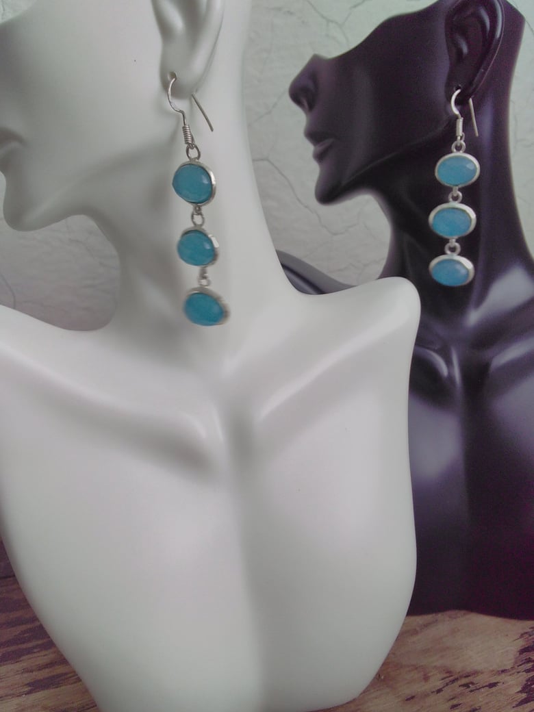 Image of TRIPLE STONE CHALCEDONY EARRINGS