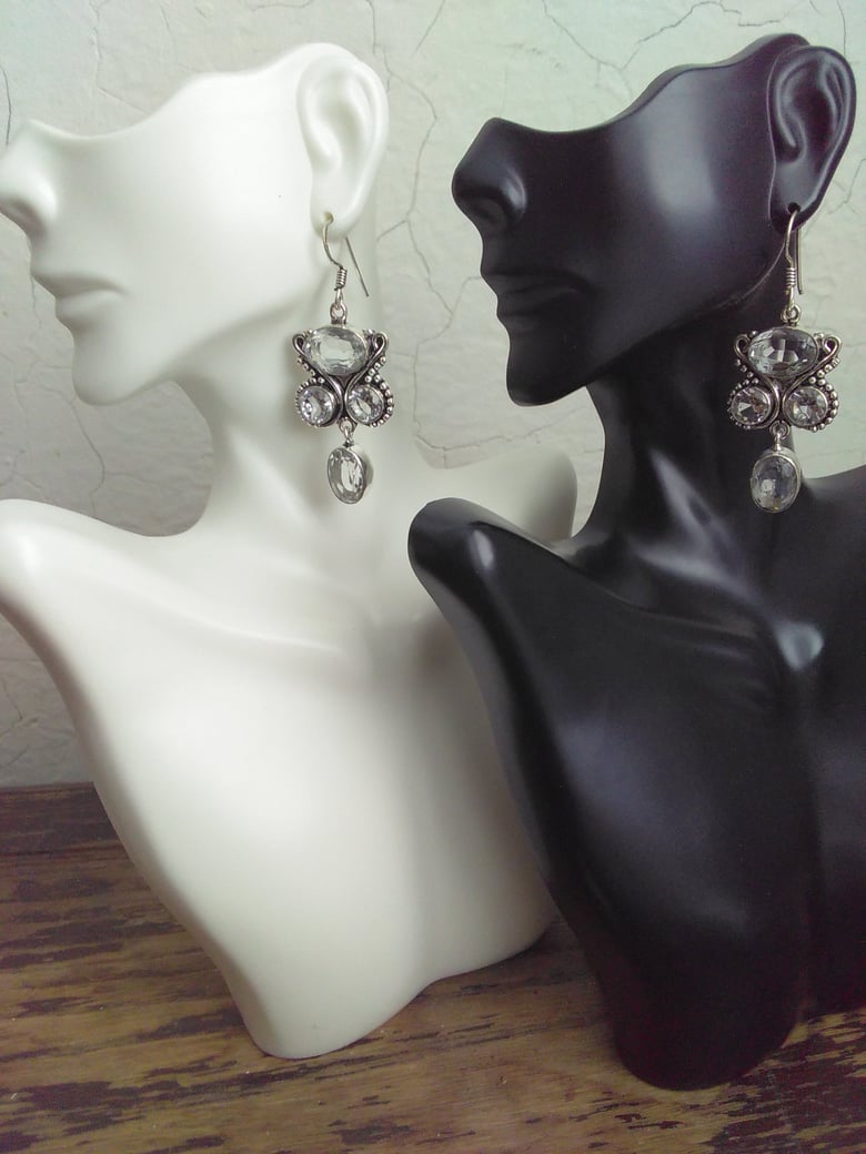 Image of FOUR STONE WHITE TOPAZ EARRINGS