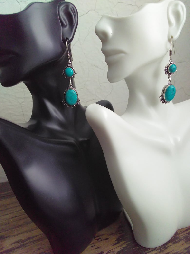 Image of DOUBLE DROP TURQUOISE EARRINGS