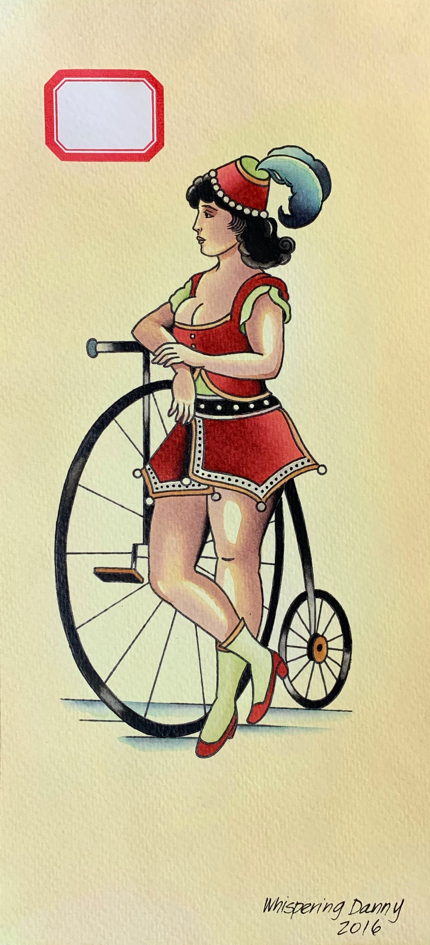 Lady with Bicycle Original Painting