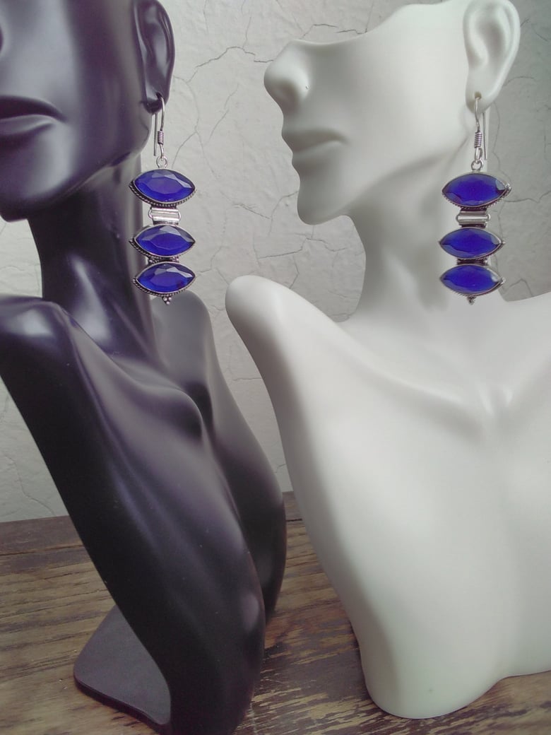 Image of TRIPLE TANZANITE QUARTZ EARRINGS