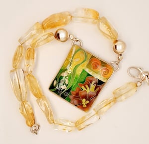Image of Cloisonné Enamel Necklace with Large Citrine  Beads
