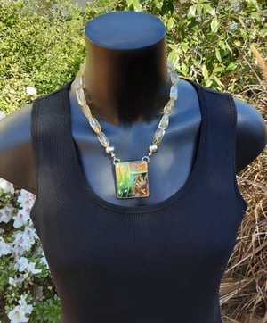 Image of Cloisonné Enamel Necklace with Large Citrine  Beads