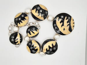 Image of Striking: Cloisonné Enamel, Silver and Gold Necklace