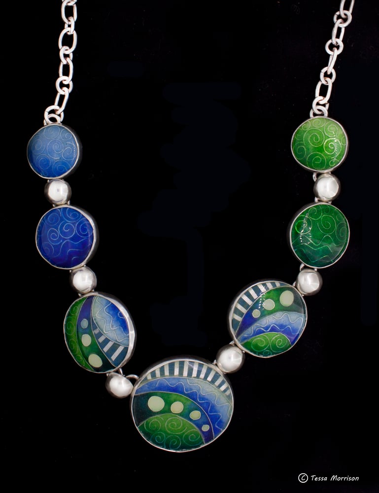 Image of Land and Sea: Cloisonné and Basse Taille Enamel Necklace 