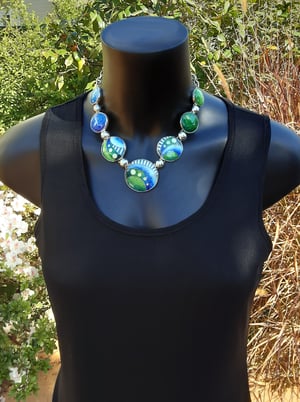 Image of Land and Sea: Cloisonné and Basse Taille Enamel Necklace