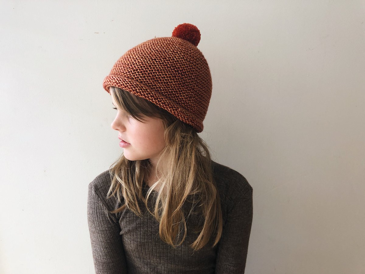 Image of hand knitted beanie 