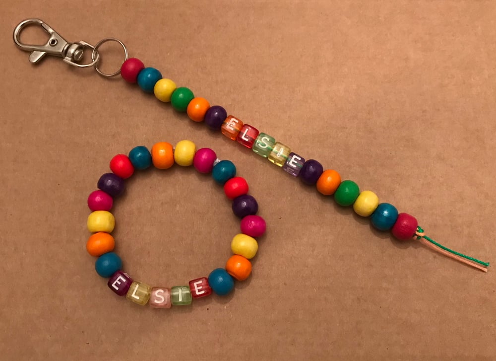 Image of Rainbow keyring and bracelet set 