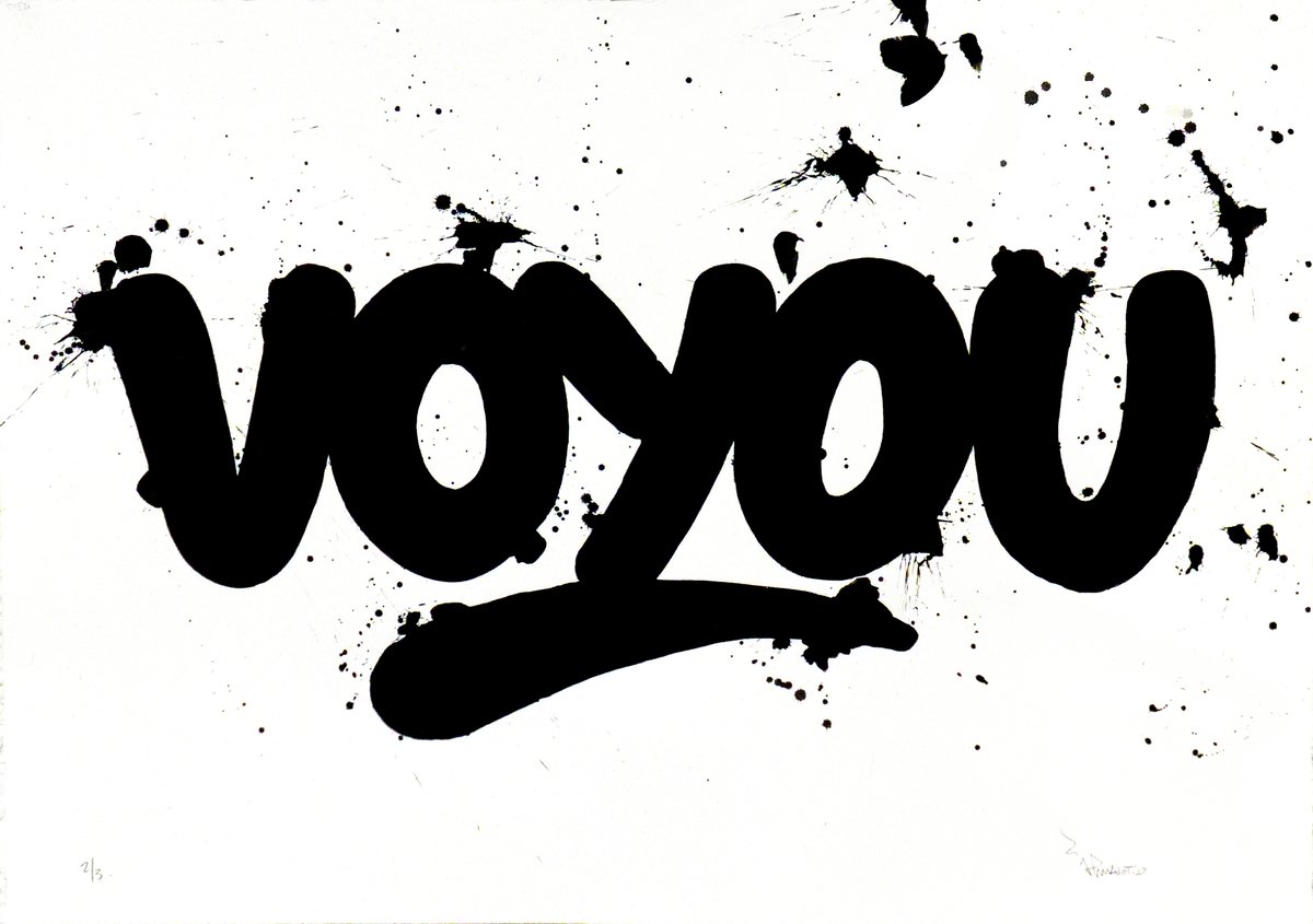 Image of VOYOU 1/3 70x50 cm. Screen print  + Dripping. Unique. Signed. 