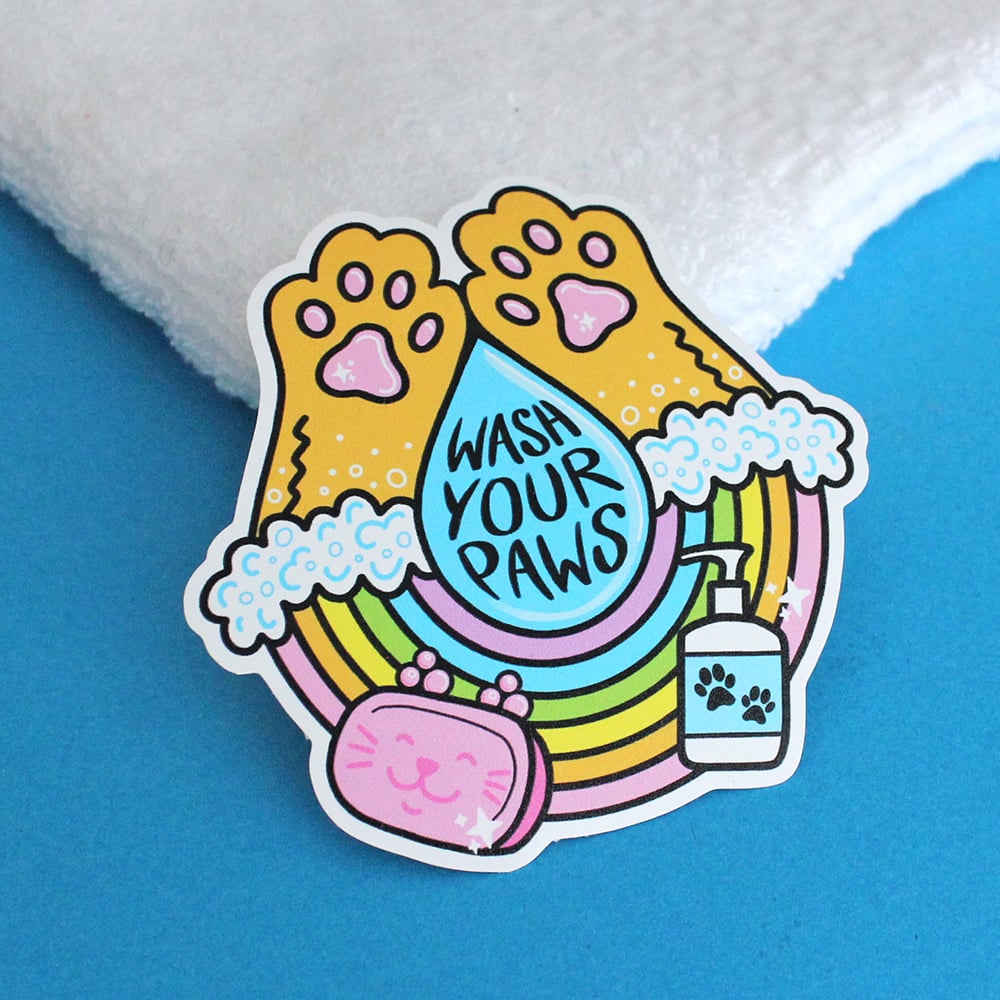 Wash Your Paws sticker, Die Cut Vinyl Sticker 8cm hand washing