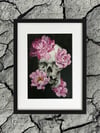 Skull with Flowers Original Watercolor Painting