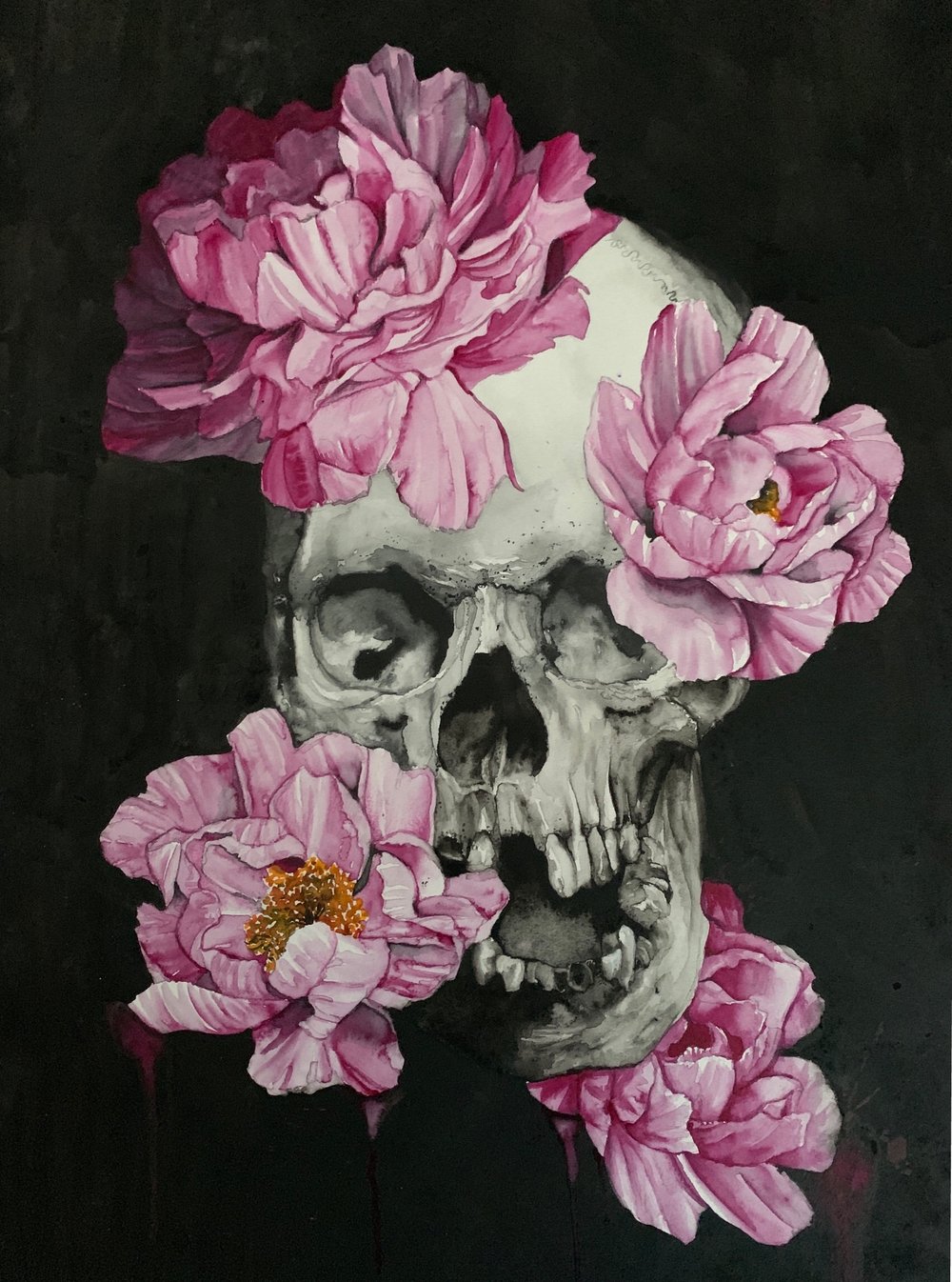 Skull with Flowers Print (DIN A3)