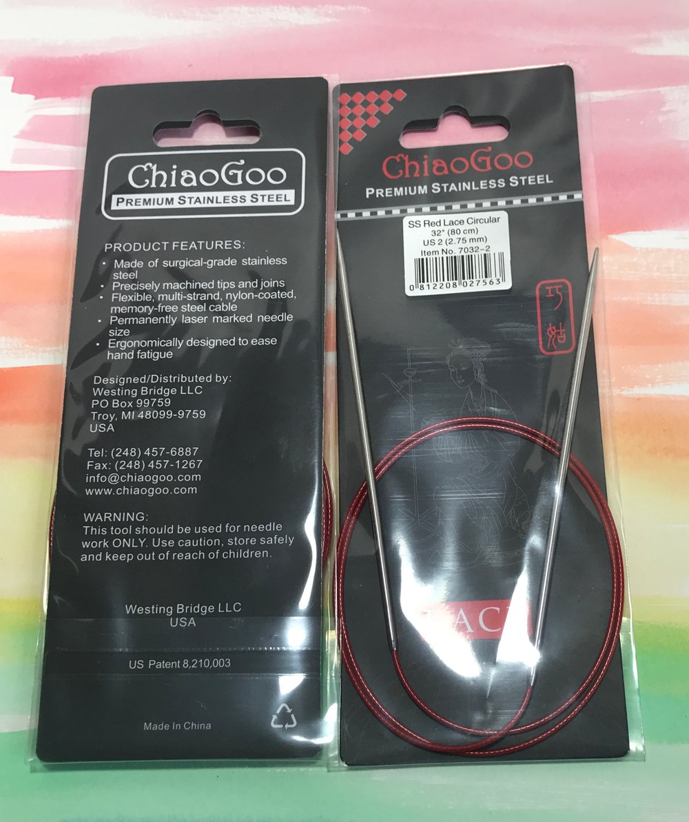 32in - ChiaoGoo SS RED (lace) Circular Needles