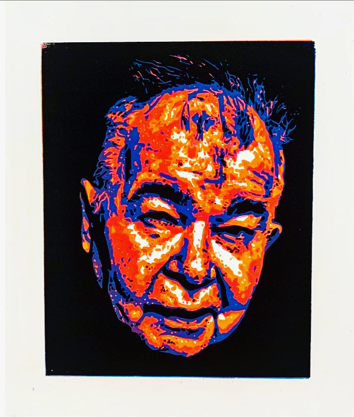 If dreams were lightning: John Prine Linocut portrait