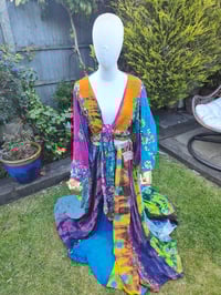 Image 3 of Boho sari panel skirt -ries at waist upto 42 inches