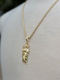 Image 2 of Rope Necklace Large Saint Judas Pendant Set Gold Plated for Men/Urban Style Rope Chain Set”
