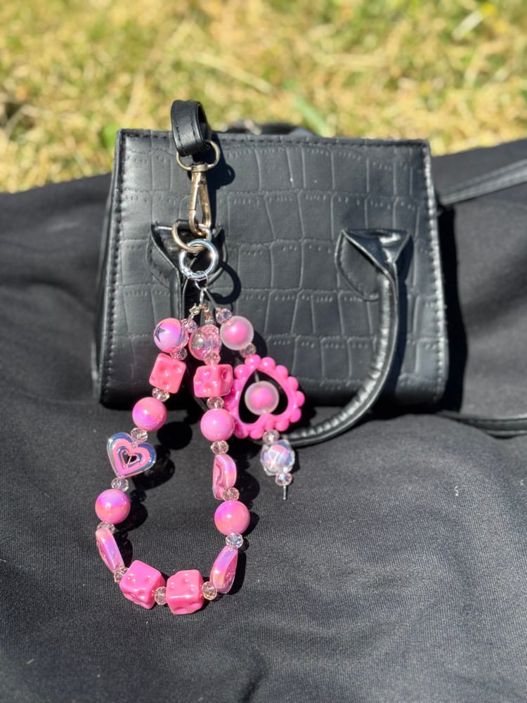 Image of Double Bag Charm - Hot Pink 