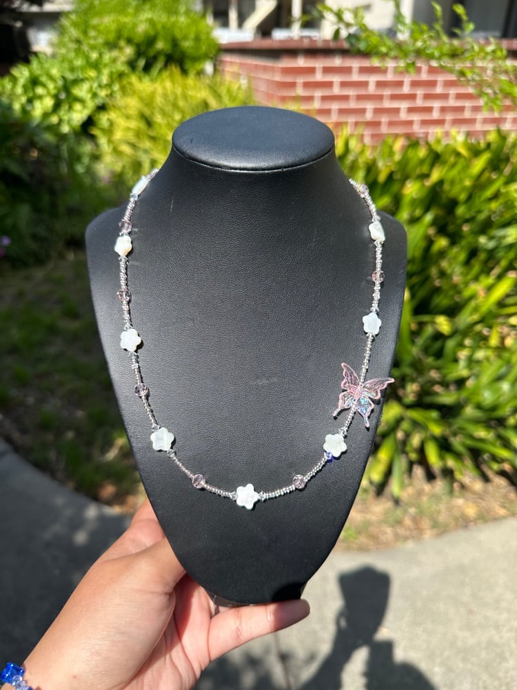 Image of floral butterfly necklace