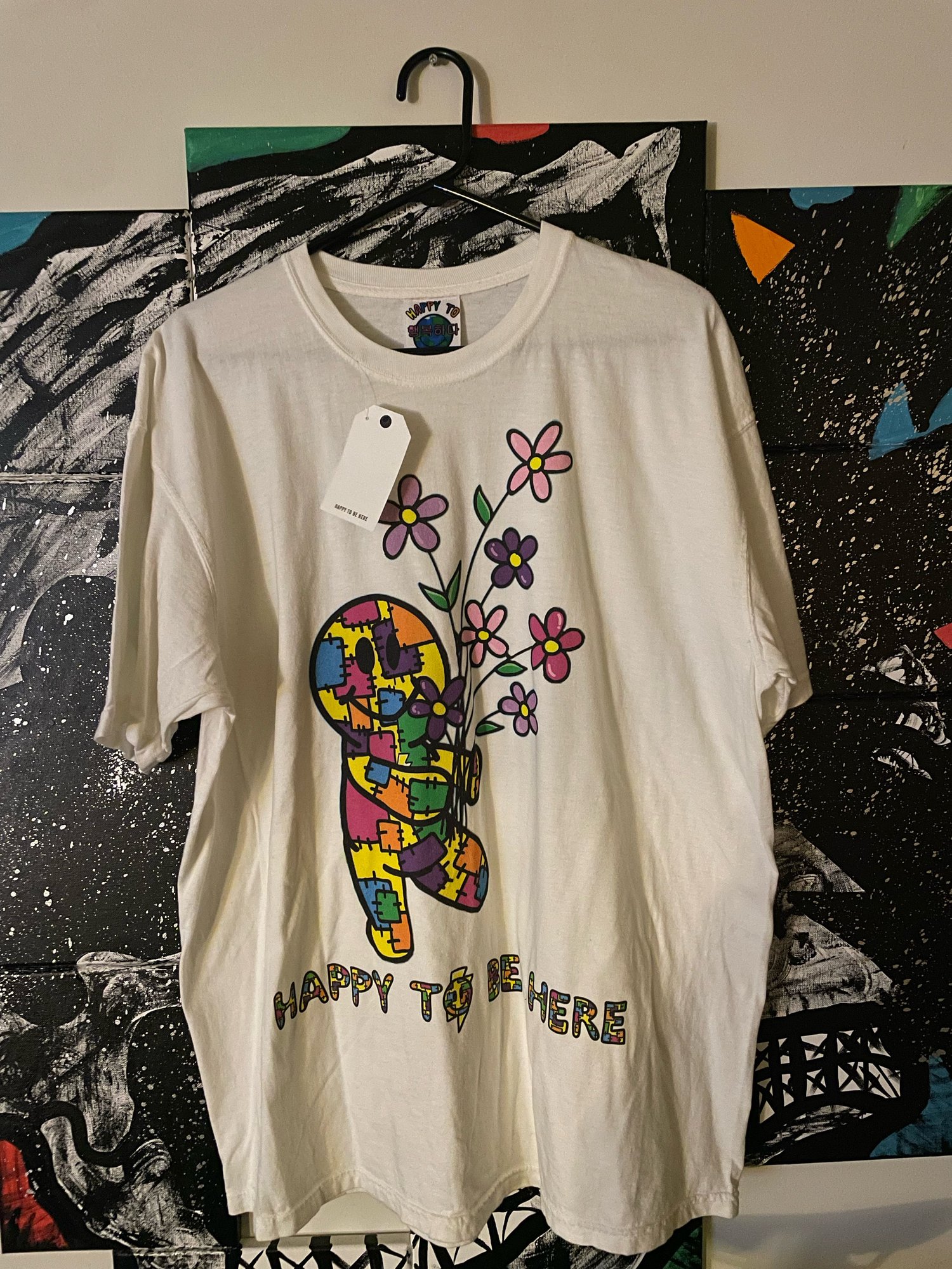 H2BH 'Flower picking Patches' White T-shirt