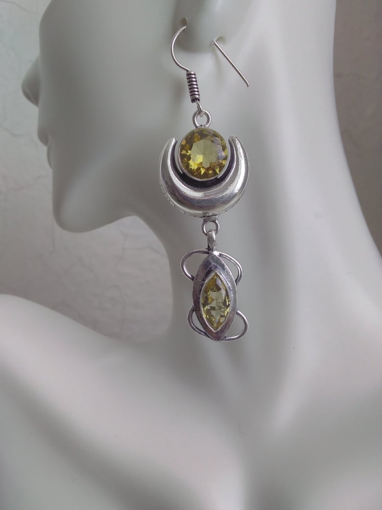 Image of DOUBLE CITRINE DANGLE EARRINGS