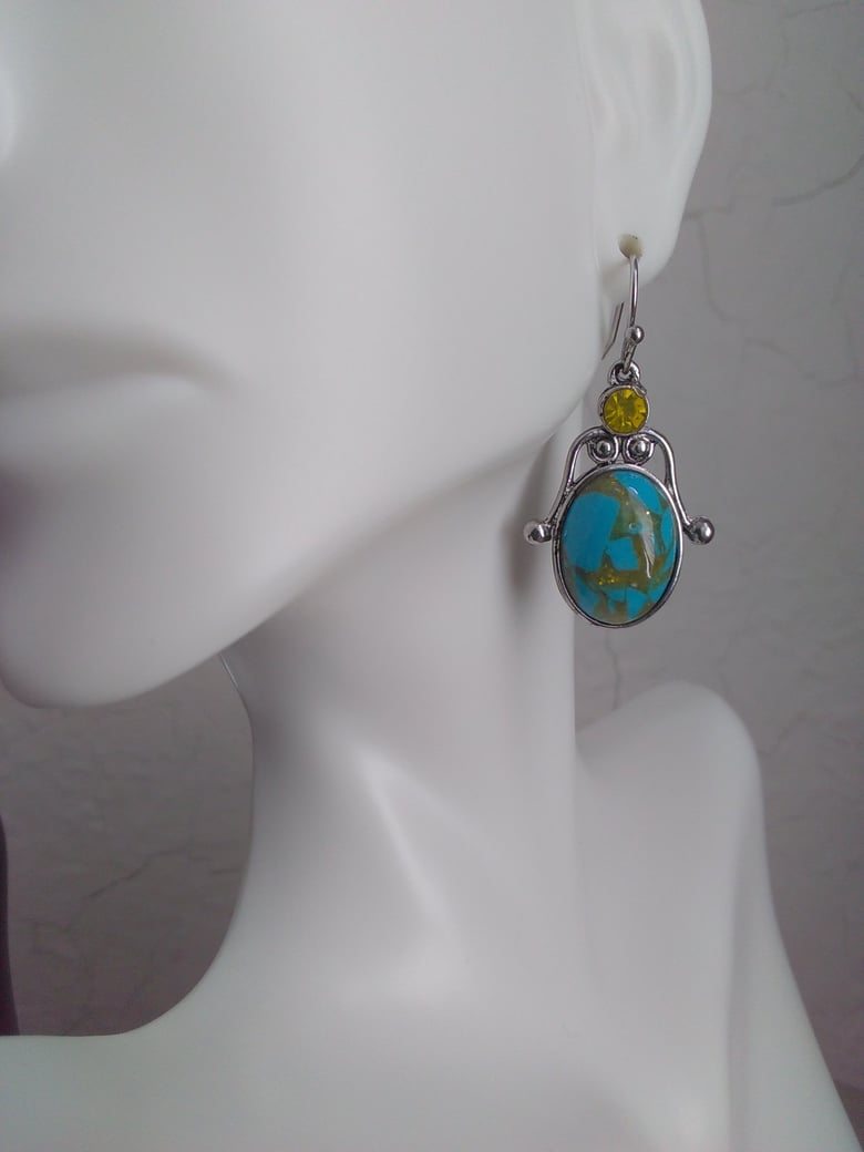 Image of TURQUOISE AND CITRINE STONE EARRINGS