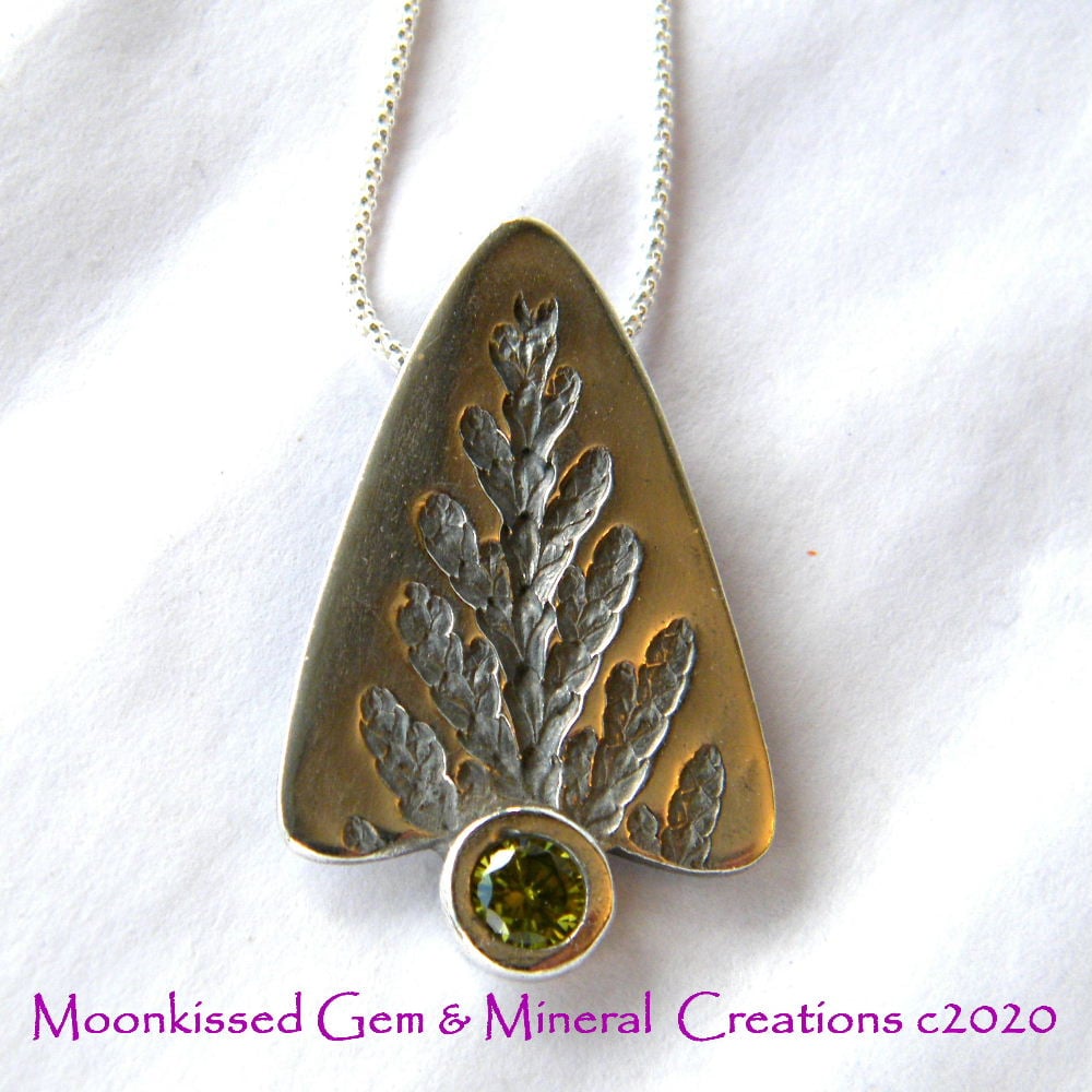 Image of Cedar Point with "Peridot" CZ Fine Silver Pendant