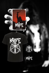 Image 1 of  KNIFE - Black Leather Hounds - Bundle (incl. Tape with 2 stickers, shirt & 2 buttons)