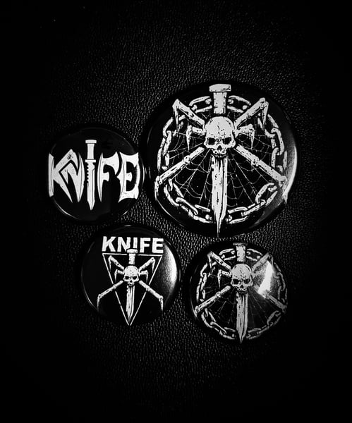 Image of  KNIFE - Black Leather Hounds - button set (4 different buttons)