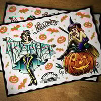 Image 1 of Witches of Halloween Tattoo Flash Print