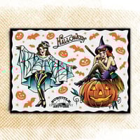 Image 3 of Witches of Halloween Tattoo Flash Print