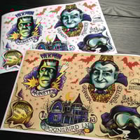 Image 1 of The Munsters - Herman & GrandPa tattoo Flash Print