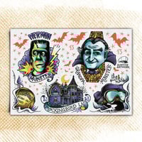 Image 3 of The Munsters - Herman & GrandPa tattoo Flash Print