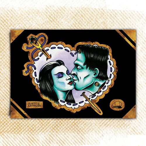 Image of The Munsters - Lily & Herman Tattoo Flash Print