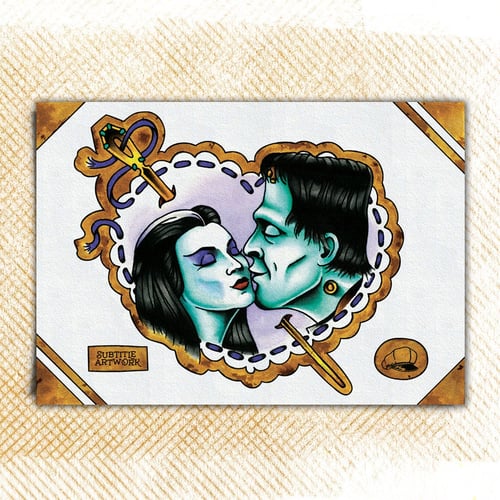 Image of The Munsters - Lily & Herman Tattoo Flash Print
