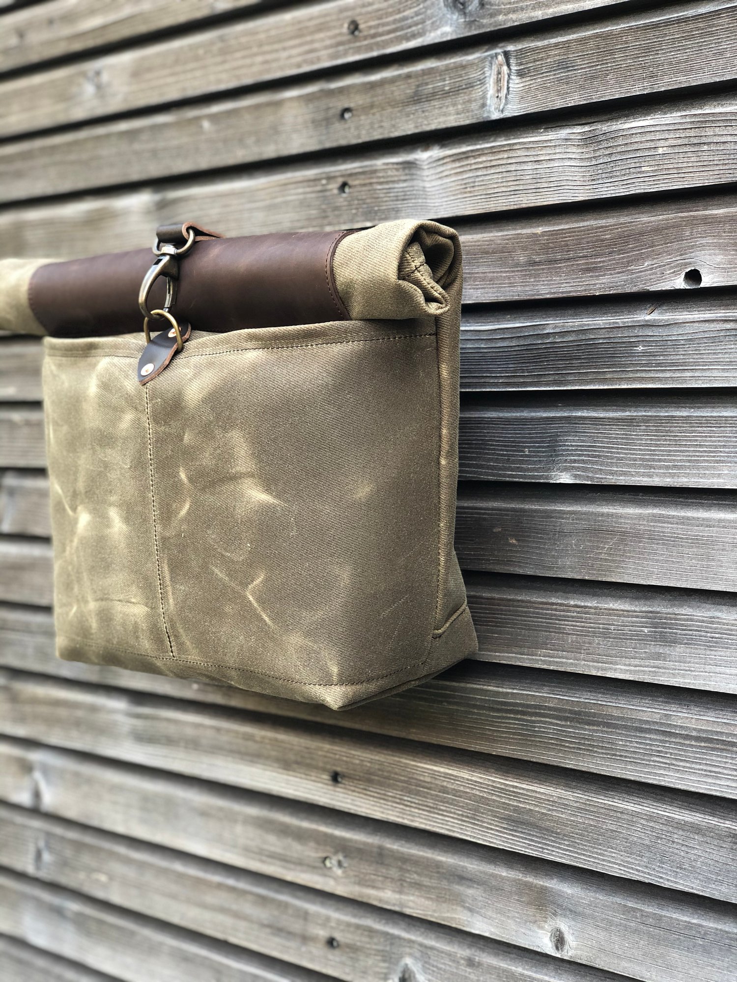 Image of Saddlebag for motorcycle in waxed canvas, Motorbike bag Motorcycle bag Bicycle bag in waxed canvas B