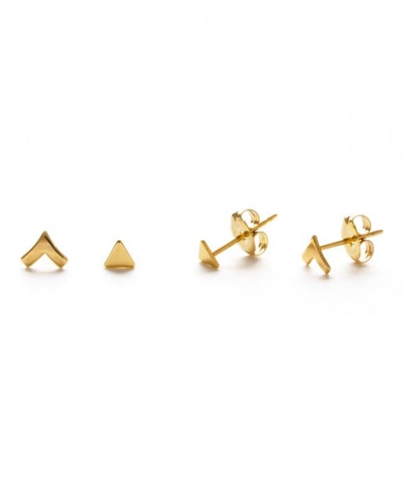 Amano Gold Insignia Combo Stud Earrings needlesandpens