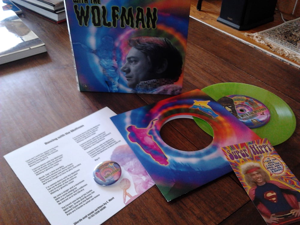 Image of 'Dancing With the Wolfman' vinyl single b/w 'In the Monster's Studio' interview.