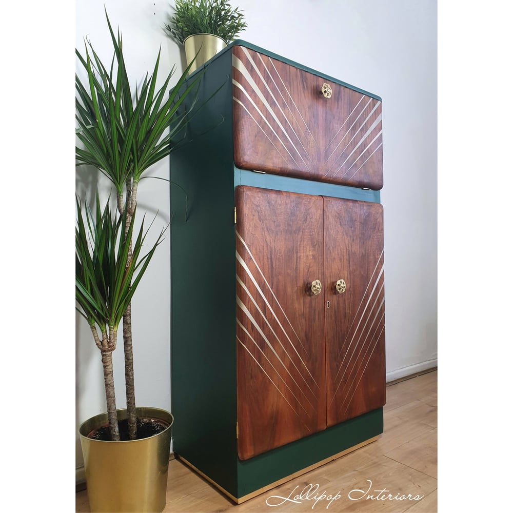 Image of Vintage cocktail cabinet in green